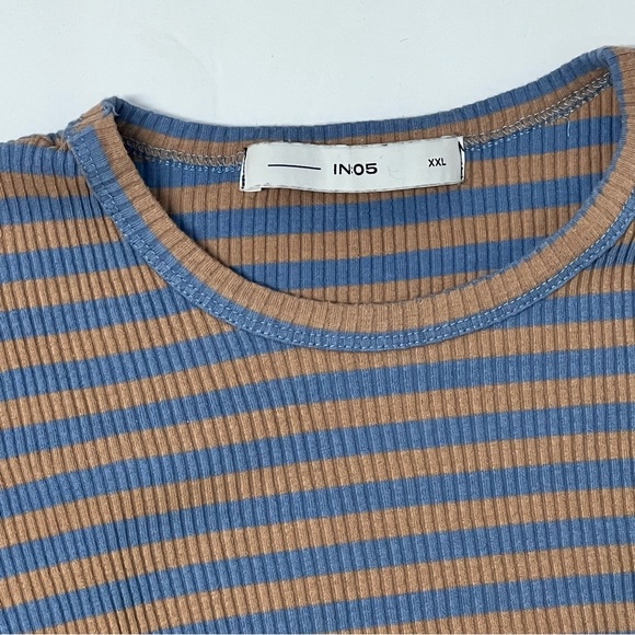 Acne Blue and Tan Striped Long Sleeve Tee - Picture 5 of 8